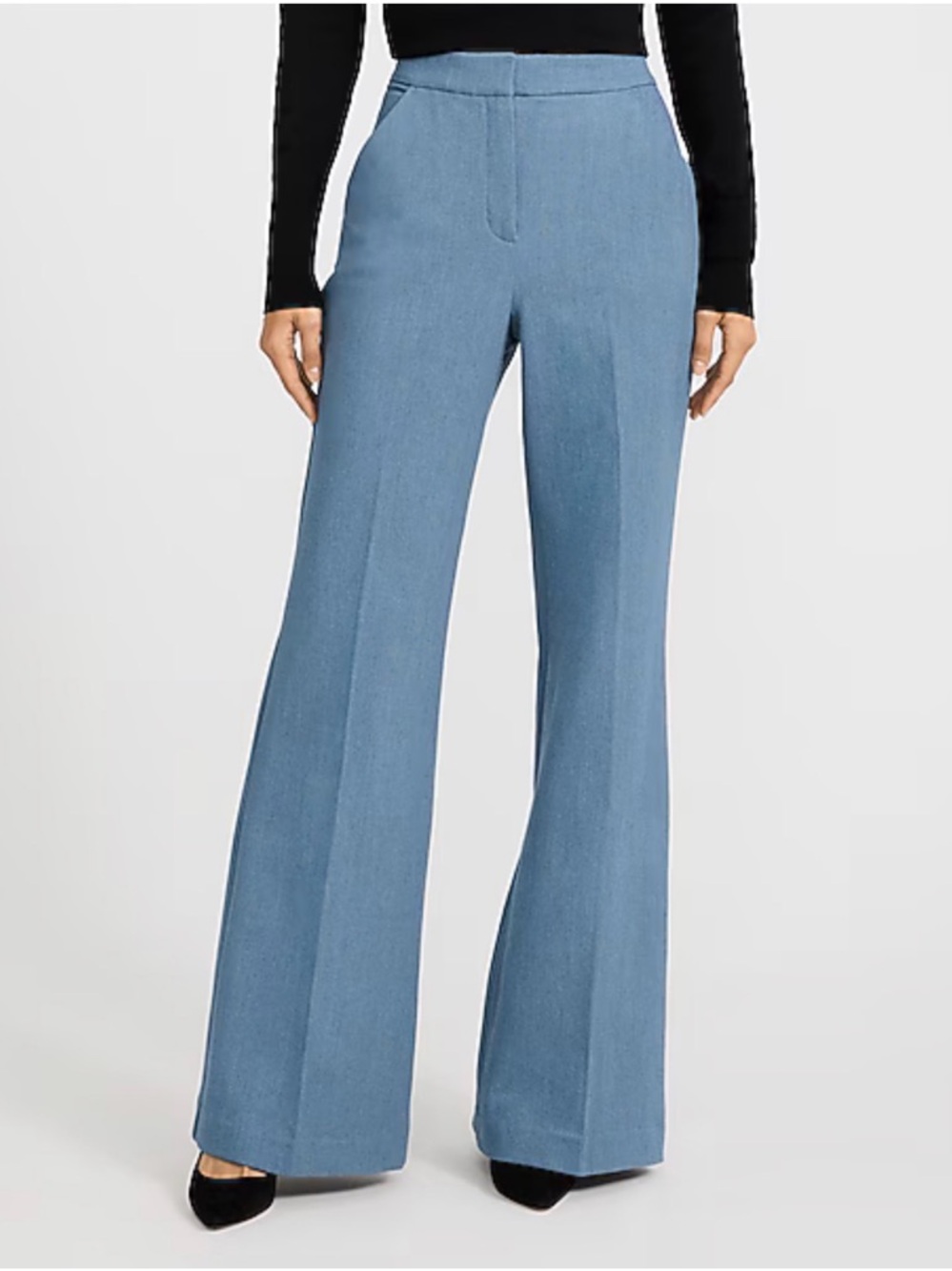 Express Blue Wide Leg Editor Flare Trouser